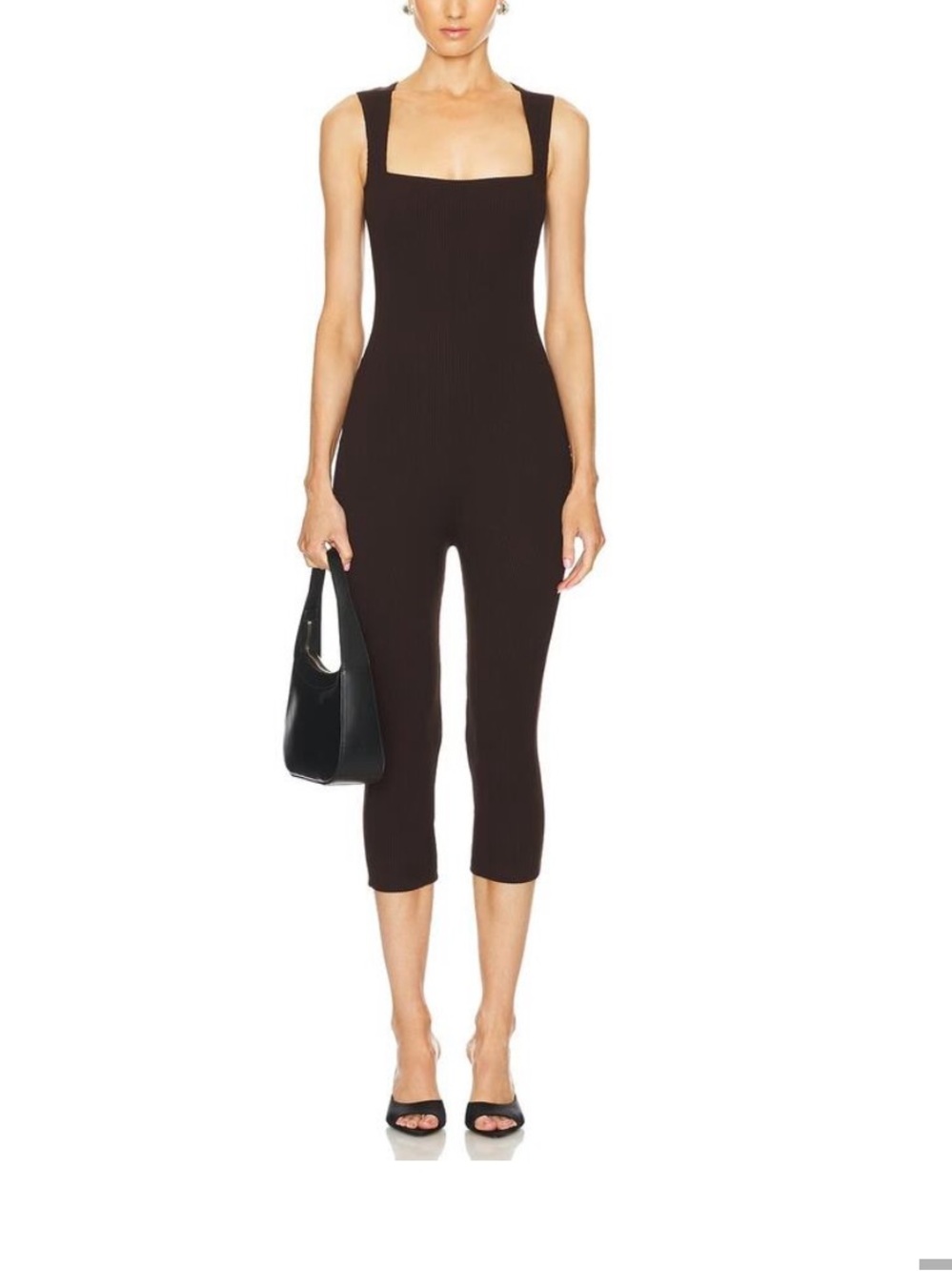 Sans Faff Bell Pedal Pusher Jumpsuit in Brown size small